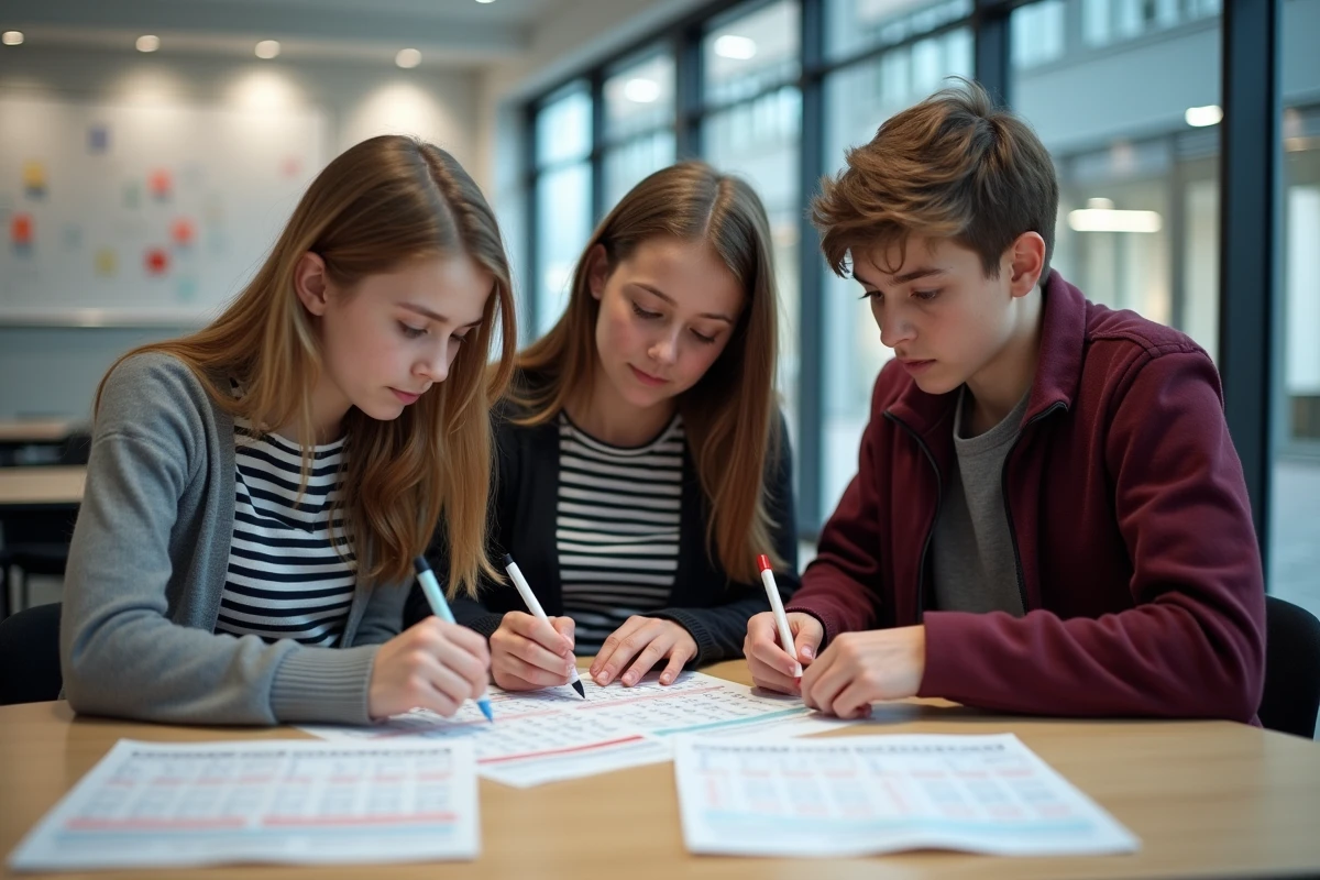 Groupe de lycéens comparant les dates clés du calendrier Cyclades pour préparer le bac 2026
